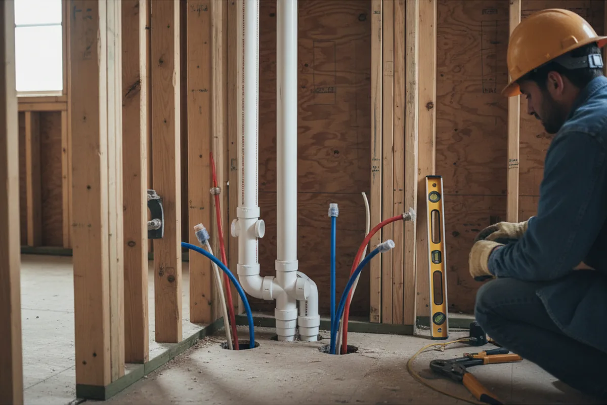 Drain and supply rough-in during Leak Detection in Doylestown