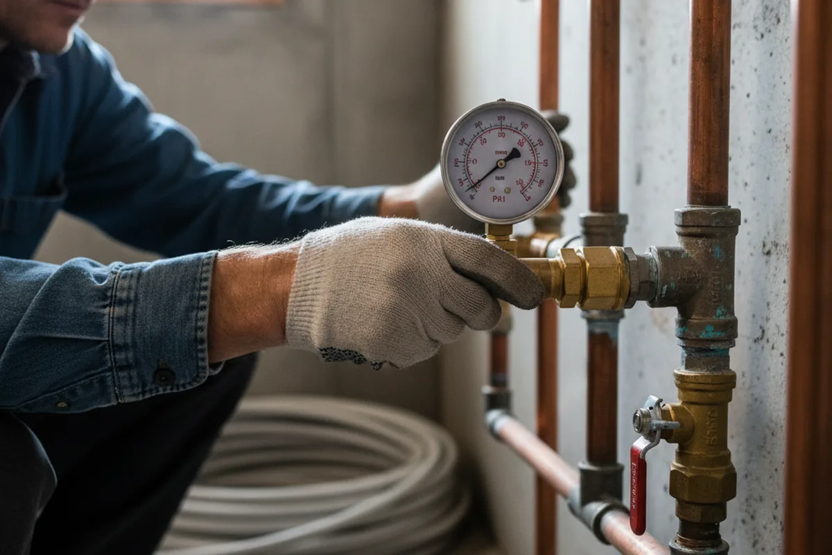 Pressure testing a repaired line during Water Line Repair in Doylestown